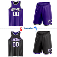 Laden Sie das Bild in den Galerie-Viewer, Custom Purple White-Black Reversible Double Side Sublimation Basketball Suit Jersey