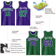 Charger l'image dans la galerie, Custom Purple Kelly Green-White Reversible Double Side Sublimation Basketball Suit Jersey