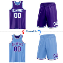 Charger l'image dans la galerie, Custom Purple White-Light Blue Reversible Double Side Sublimation Basketball Suit Jersey