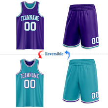 Charger l'image dans la galerie, Custom Purple White-Teal Reversible Double Side Sublimation Basketball Suit Jersey