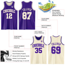 Загрузить изображение в средство просмотра галереи, Custom Reversible Purple Cream Double Side Sublimation Basketball Suit Jersey
