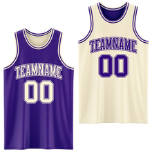 Загрузить изображение в средство просмотра галереи, Custom Reversible Purple Cream Double Side Sublimation Basketball Suit Jersey