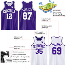 Загрузить изображение в средство просмотра галереи, Custom Reversible Purple White-Gray Double Side Sublimation Basketball Suit Jersey