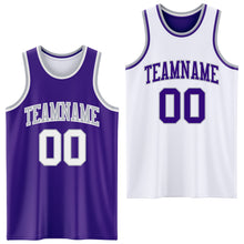 Загрузить изображение в средство просмотра галереи, Custom Reversible Purple White-Gray Double Side Sublimation Basketball Suit Jersey