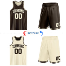 Laden Sie das Bild in den Galerie-Viewer, Custom Reversible Brown Cream Double Side Sublimation Basketball Suit Jersey
