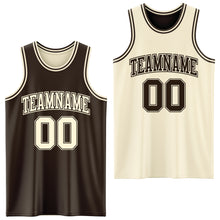 Laden Sie das Bild in den Galerie-Viewer, Custom Reversible Brown Cream Double Side Sublimation Basketball Suit Jersey