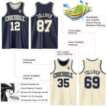Laden Sie das Bild in den Galerie-Viewer, Custom Reversible Navy Cream Double Side Sublimation Basketball Suit Jersey