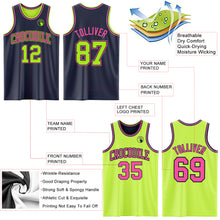 Laden Sie das Bild in den Galerie-Viewer, Custom Reversible Navy Neon Green-Pink Double Side Sublimation Basketball Suit Jersey