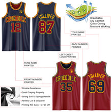 Laden Sie das Bild in den Galerie-Viewer, Custom Reversible Navy Maroon-Gold Double Side Sublimation Basketball Suit Jersey