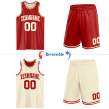 Laden Sie das Bild in den Galerie-Viewer, Custom Reversible Red Cream Double Side Sublimation Basketball Suit Jersey