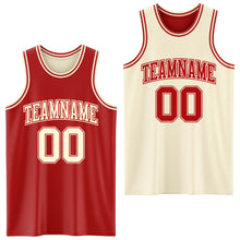 Laden Sie das Bild in den Galerie-Viewer, Custom Reversible Red Cream Double Side Sublimation Basketball Suit Jersey