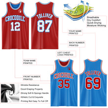 Laden Sie das Bild in den Galerie-Viewer, Custom Reversible Red White-Powder Blue Double Side Sublimation Basketball Suit Jersey