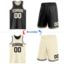 Laden Sie das Bild in den Galerie-Viewer, Custom Reversible Black Cream Double Side Sublimation Basketball Suit Jersey