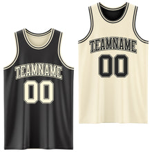 Laden Sie das Bild in den Galerie-Viewer, Custom Reversible Black Cream Double Side Sublimation Basketball Suit Jersey