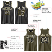 Laden Sie das Bild in den Galerie-Viewer, Custom Reversible Black Olive-Cream Double Side Sublimation Basketball Suit Jersey