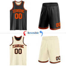 Laden Sie das Bild in den Galerie-Viewer, Custom Reversible Black Orange Double Side Sublimation Basketball Suit Jersey