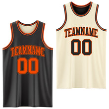 Laden Sie das Bild in den Galerie-Viewer, Custom Reversible Black Orange Double Side Sublimation Basketball Suit Jersey