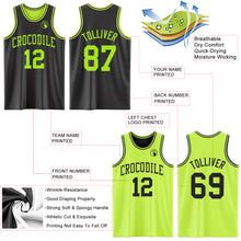 Laden Sie das Bild in den Galerie-Viewer, Custom Reversible Black Neon Green Double Side Sublimation Basketball Suit Jersey