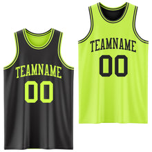 Laden Sie das Bild in den Galerie-Viewer, Custom Reversible Black Neon Green Double Side Sublimation Basketball Suit Jersey