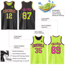 Laden Sie das Bild in den Galerie-Viewer, Custom Reversible Black Neon Green-Pink Double Side Sublimation Basketball Suit Jersey