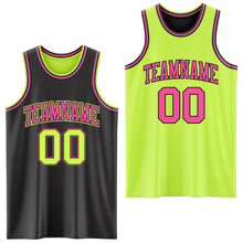 Laden Sie das Bild in den Galerie-Viewer, Custom Reversible Black Neon Green-Pink Double Side Sublimation Basketball Suit Jersey