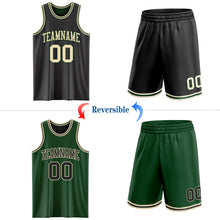 Laden Sie das Bild in den Galerie-Viewer, Custom Reversible Black Cream-Green Double Side Sublimation Basketball Suit Jersey