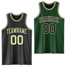 Laden Sie das Bild in den Galerie-Viewer, Custom Reversible Black Cream-Green Double Side Sublimation Basketball Suit Jersey