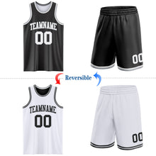 Laden Sie das Bild in den Galerie-Viewer, Custom Reversible Black White-Gray Double Side Sublimation Basketball Suit Jersey