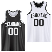Laden Sie das Bild in den Galerie-Viewer, Custom Reversible Black White-Gray Double Side Sublimation Basketball Suit Jersey