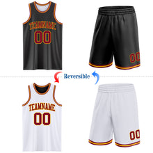 Laden Sie das Bild in den Galerie-Viewer, Custom Reversible Black Maroon-Gold Double Side Sublimation Basketball Suit Jersey