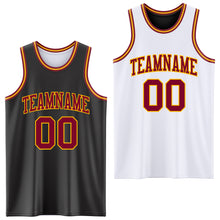 Laden Sie das Bild in den Galerie-Viewer, Custom Reversible Black Maroon-Gold Double Side Sublimation Basketball Suit Jersey