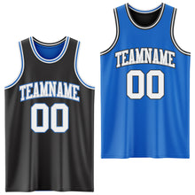 Laden Sie das Bild in den Galerie-Viewer, Custom Reversible Black Gray-Blue Double Side Sublimation Basketball Suit Jersey