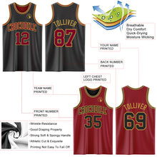 Laden Sie das Bild in den Galerie-Viewer, Custom Reversible Black Maroon-Old Gold Double Side Sublimation Basketball Suit Jersey