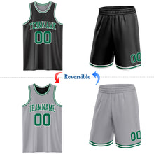 Laden Sie das Bild in den Galerie-Viewer, Custom Reversible Black Kelly Green-White Double Side Sublimation Basketball Suit Jersey