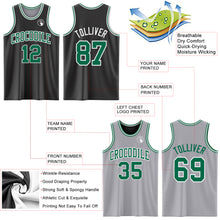 Laden Sie das Bild in den Galerie-Viewer, Custom Reversible Black Kelly Green-White Double Side Sublimation Basketball Suit Jersey