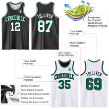 Laden Sie das Bild in den Galerie-Viewer, Custom Reversible Black White-Kelly Green Double Side Sublimation Basketball Suit Jersey