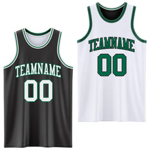 Laden Sie das Bild in den Galerie-Viewer, Custom Reversible Black White-Kelly Green Double Side Sublimation Basketball Suit Jersey