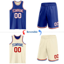 Laden Sie das Bild in den Galerie-Viewer, Custom Reversible Royal White-Red Double Side Sublimation Basketball Suit Jersey
