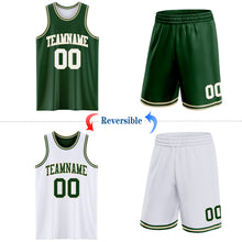 Загрузить изображение в средство просмотра галереи, Custom Reversible Green White-Cream Double Side Sublimation Basketball Suit Jersey