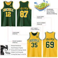 Загрузить изображение в средство просмотра галереи, Custom Reversible Green Gold-White Double Side Sublimation Basketball Suit Jersey
