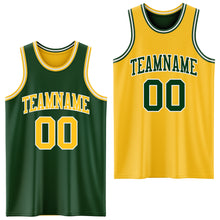Загрузить изображение в средство просмотра галереи, Custom Reversible Green Gold-White Double Side Sublimation Basketball Suit Jersey