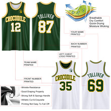 Загрузить изображение в средство просмотра галереи, Custom Reversible Green White-Gold Double Side Sublimation Basketball Suit Jersey