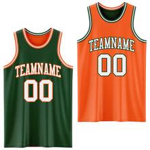 Загрузить изображение в средство просмотра галереи, Custom Reversible Green White-Orange Double Side Sublimation Basketball Suit Jersey