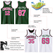 Laden Sie das Bild in den Galerie-Viewer, Custom Reversible Green Pink-White Double Side Sublimation Basketball Suit Jersey