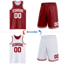 Laden Sie das Bild in den Galerie-Viewer, Custom Reversible Maroon White Double Side Sublimation Basketball Suit Jersey