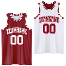 Laden Sie das Bild in den Galerie-Viewer, Custom Reversible Maroon White Double Side Sublimation Basketball Suit Jersey