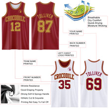 Laden Sie das Bild in den Galerie-Viewer, Custom Reversible Maroon Old Gold Double Side Sublimation Basketball Suit Jersey
