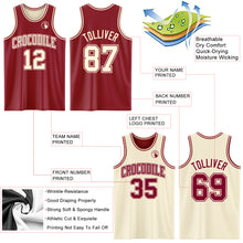Laden Sie das Bild in den Galerie-Viewer, Custom Reversible Maroon Cream Double Side Sublimation Basketball Suit Jersey