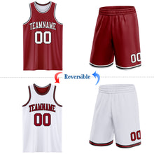 Laden Sie das Bild in den Galerie-Viewer, Custom Reversible Maroon White-Black Double Side Sublimation Basketball Suit Jersey