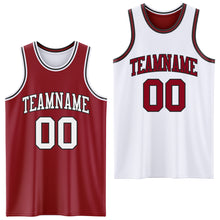 Laden Sie das Bild in den Galerie-Viewer, Custom Reversible Maroon White-Black Double Side Sublimation Basketball Suit Jersey